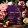 Barely There purple shimmery paper foil pressed invitation