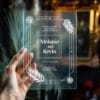 Modern Love transparent clear acrylic foil pressed invitation