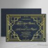 Great Gatsby Roaring navy shimmery paper foil pressed invitation