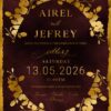 Wed of Eucalyptus burgundy premium velvet foil pressed invitation