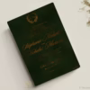 Royal Calligraphy green premium velvet wedding invitation