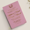 Royal Calligraphy pink shimmery paper wedding invitation