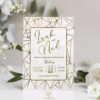 Geometric Grace ivory shimmery paper foil pressed invitation