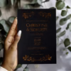 Leafy Laurel black shimmery paper foil pressed invitation