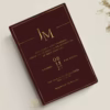 Modern Joy burgundy shimmery paper foil pressed invitation