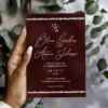 Timeless Reflections burgundy premium velvet foil pressed invitation