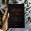 Bold Love black shimmery paper foil pressed invitation