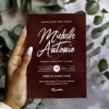 Bold Love burgundy premium velvet foil pressed invitation