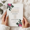 Rose Elegance white paper wedding invitation