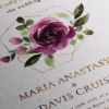 Berry Roses white paper wedding invitation