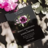 Berry Roses black acrylic wedding invitation