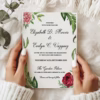 Peony Rose Gala white paper wedding invitation