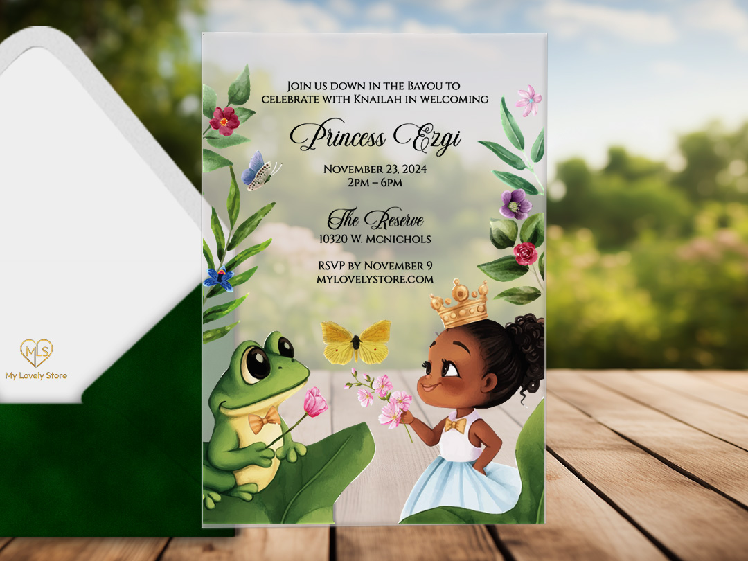 Princess and the Frog semi-transparent vellum birthday invitation