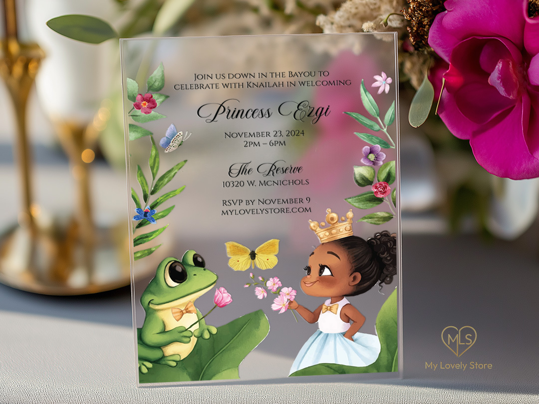 Alternative view of Princess and the Frog transparent acrylic birthday invitation