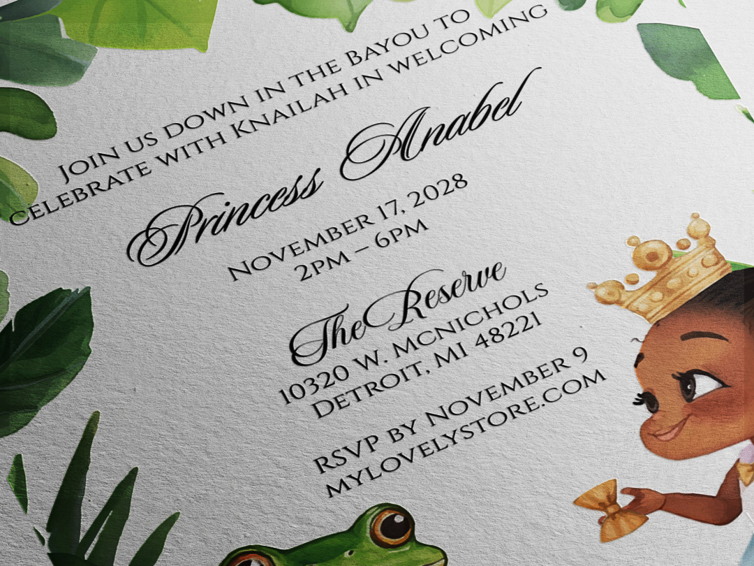 Princess and the Frog white paper birthday invitation Princess and the Frog white paper birthday invitation Princess and the Frog white paper birthday invitation - Image 4
