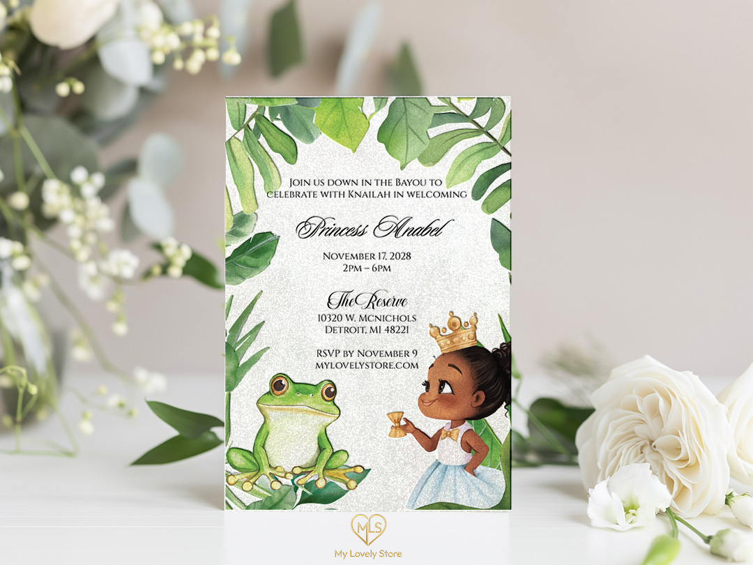 Princess and the Frog ivory paper birthday invitation