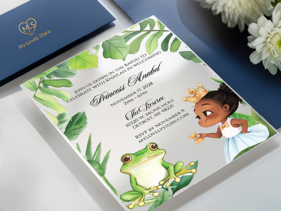 Princess and the Frog white acrylic birthday invitation Princess and the Frog white acrylic birthday invitation Princess and the Frog white acrylic birthday invitation - Image 3