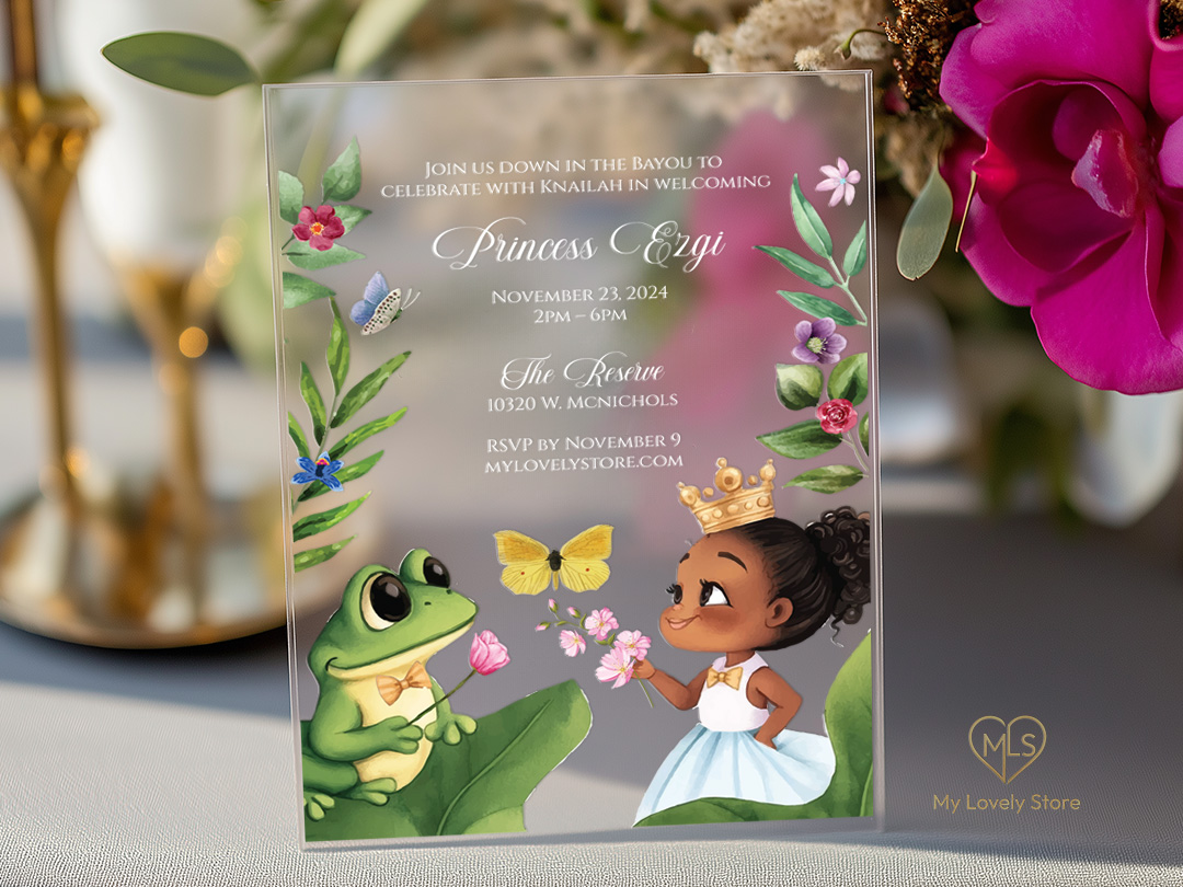 Princess and the Frog transparent acrylic birthday invitation